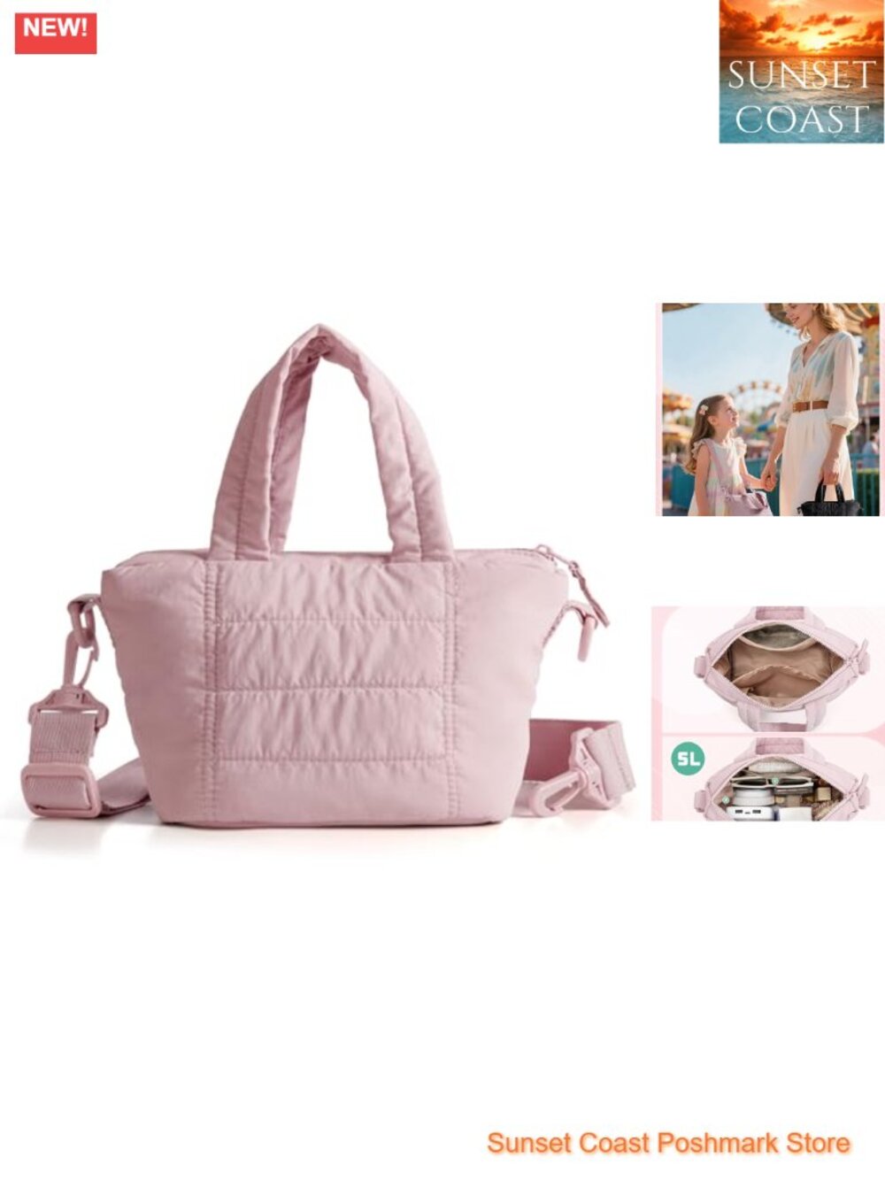 Mini Quilted Crossbody Bag with RFID Blocking Taslan Fabric Handbag